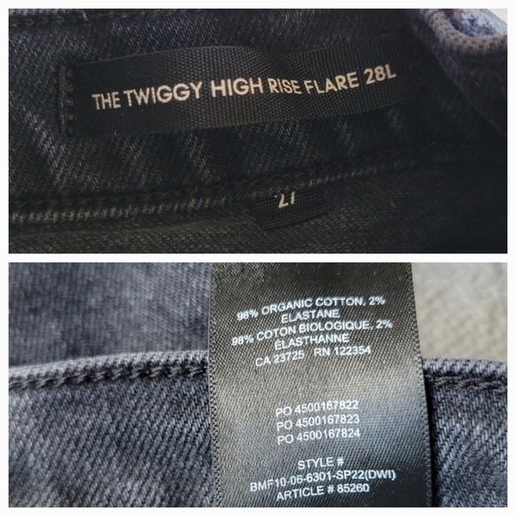 Denim Forum The Twiggy High Rise Flare 28L High-Waisted Flared Jeans- Black - Picture 7 of 12